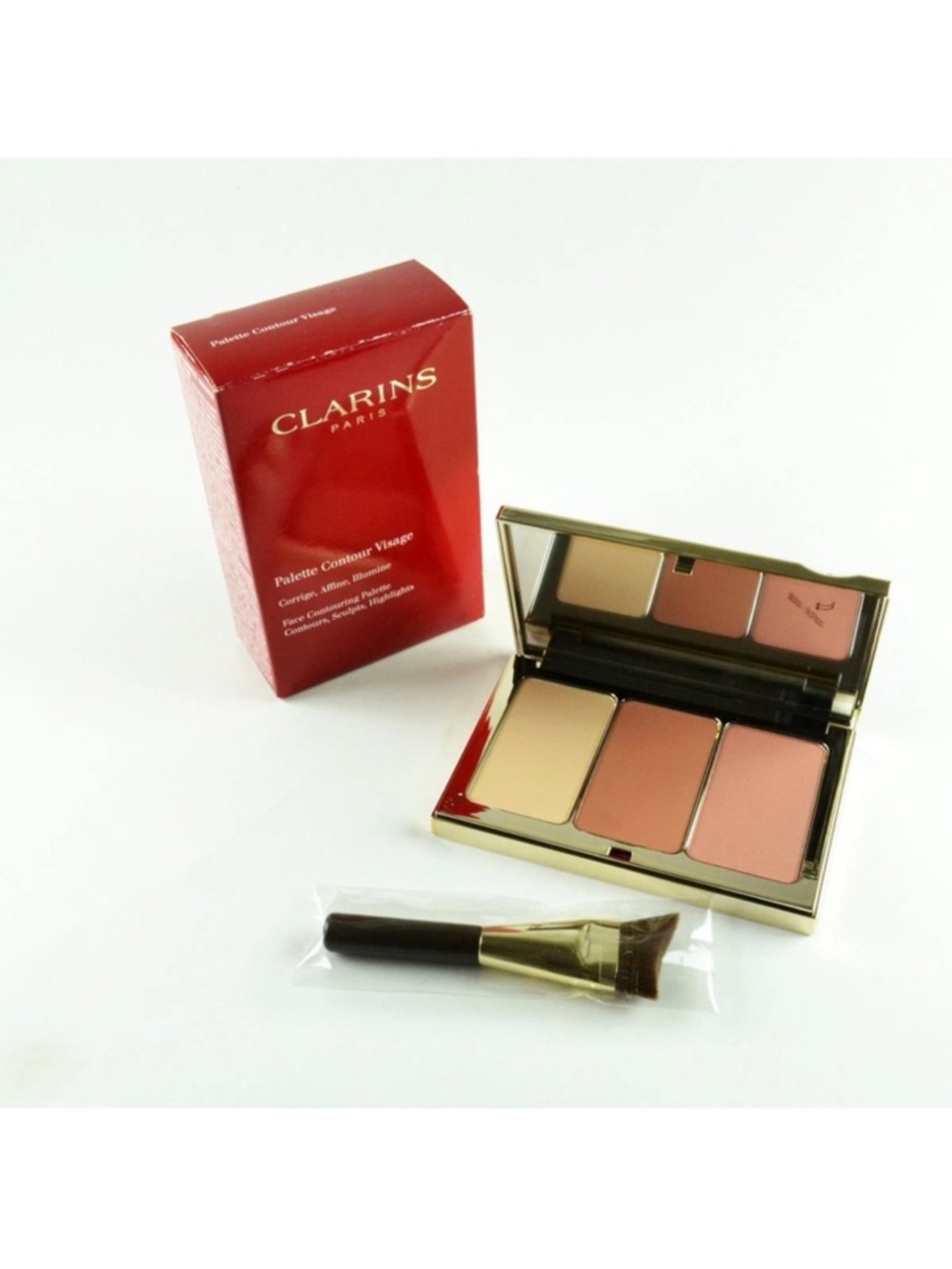 CLARINS Face Contouring Palette & Brush Contours, Sculpts, Highlights NIB 0.40oz - Picture 2 of 9